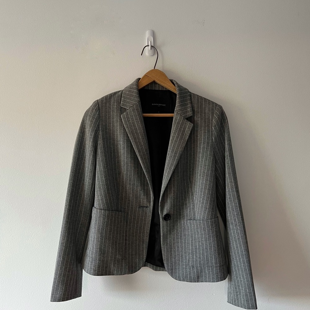 Grey with White Stripes Banana Republic Blazer